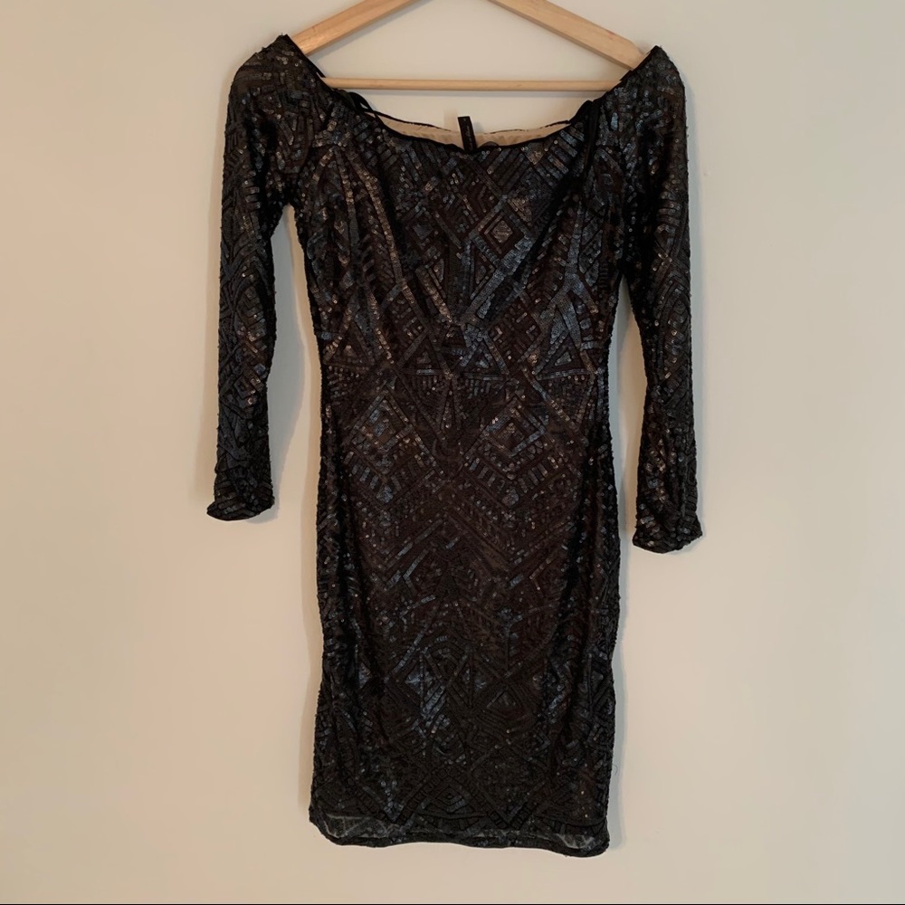 NWT BCBG MAX AZRIA Sequin Off The Shoulder Dress